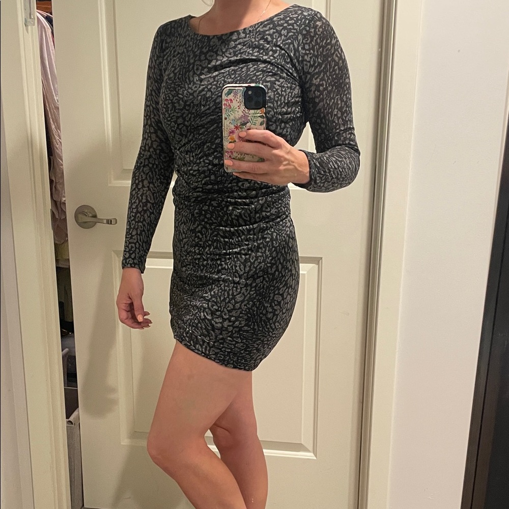 Chic Leopard Print Long Sleeve Dress